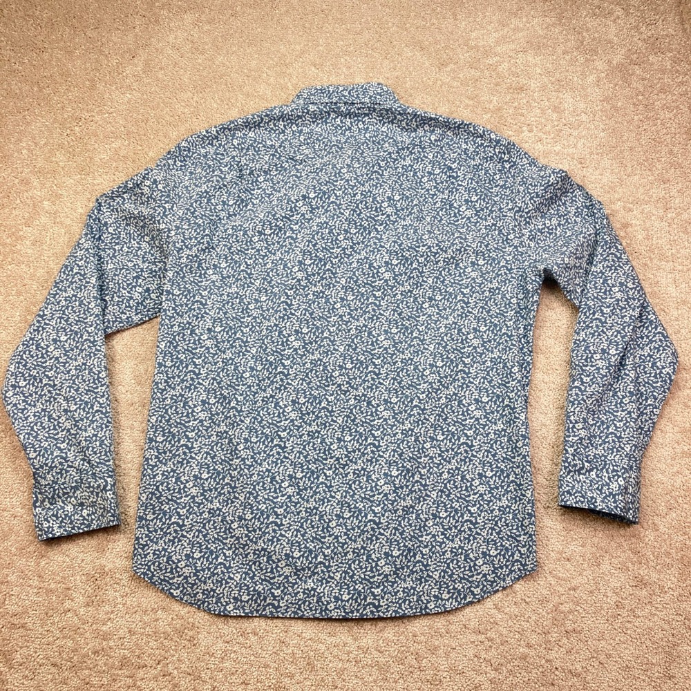 NEW J. Crew Men L Button Down Shirt Blue Floral Performance Washed Slim Untucked - Picture 3 of 10
